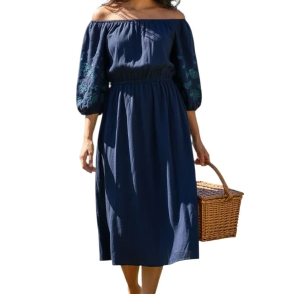 Bloomchic Blue lantern sleeve Dress - Picture 1 of 9